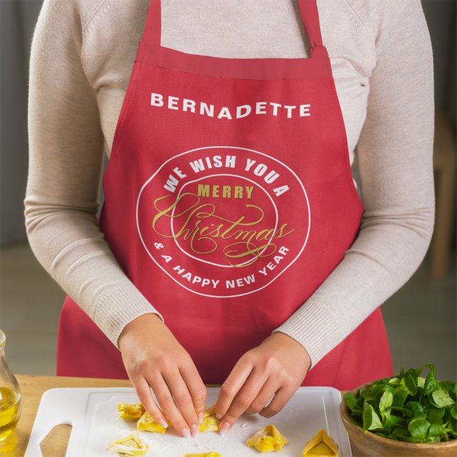 Wir wünschen Ihnen ein frohes Weihnachtsrot Schürze (Von Creator hochgeladen)