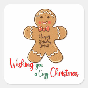 Wir wünschen Ihnen ein gemütliches Weihnachtsgebäc Quadratischer Aufkleber