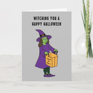 Wir wünschen Ihnen ein glückliches Halloween Hexen Karte