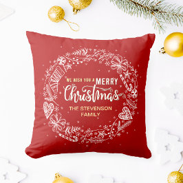 Wir wünschen Ihnen eine frohe Weihnachtsfamilie Re Kissen