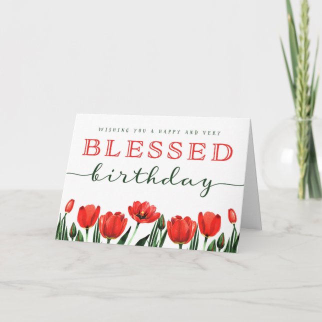 Wir wünschen Ihnen eine glückliche und BLESSED Geb Karte (Vorderseite)