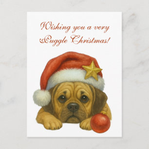 Wir wünschen Ihnen eine sehr Puggle Weihnachtskart Postkarte