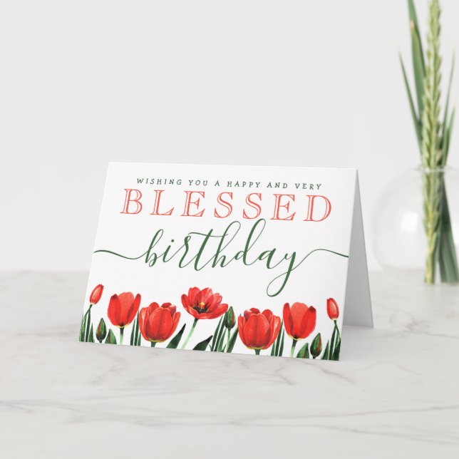 Wir wünschen Ihnen einen BLESSED Geburtstag Karte (Vorderseite)