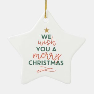 Wir wünschen Ihnen einen frohen Weihnachtsstern in Keramik Ornament