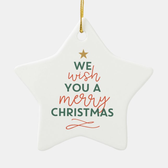Wir wünschen Ihnen einen frohen Weihnachtsstern in Keramik Ornament (Vorne)
