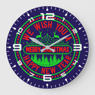 Wir wünschen Ihnen frohe Weihnachten Glück im neue Große Wanduhr