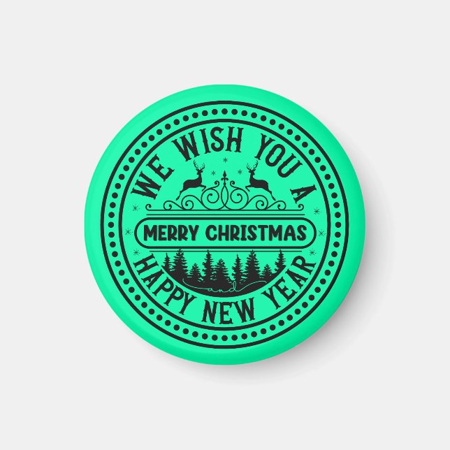 Wir wünschen Ihnen frohe Weihnachten Glück im neue Magnet (Vorne)