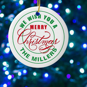 Wir wünschen Ihnen frohe Weihnachten Keramik Ornament