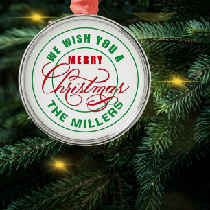 Wir wünschen Ihnen frohe Weihnachten Ornament Aus Metall