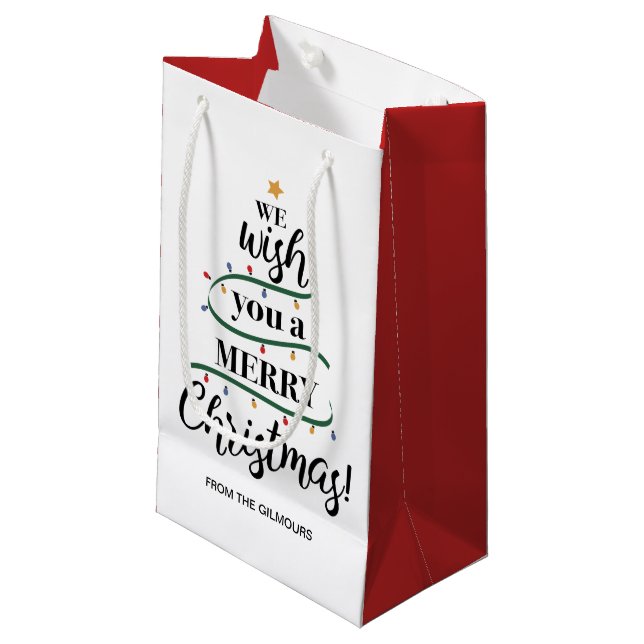 Wir wünschen Ihnen frohe Weihnachten Personalisier Kleine Geschenktüte (Vorderseite Schrägansicht)