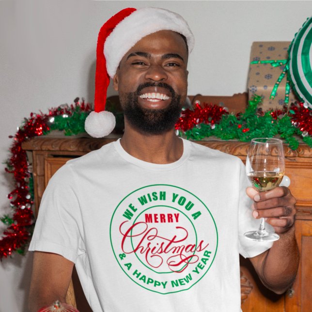 Wir wünschen Ihnen frohe Weihnachten rot und grün T-Shirt (Von Creator hochgeladen)