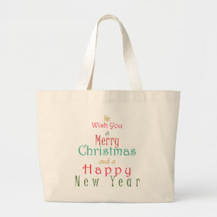 Wir wünschen Ihnen frohe Weihnachten und ein glück Jumbo Stoffbeutel