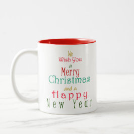 "Wir wünschen Ihnen frohe Weihnachten" Zweifarbige Tasse