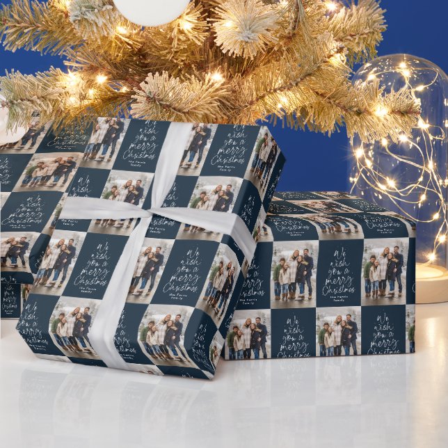 Wir wünschen Ihnen frohe Weihnachts-Marine-Foto Geschenkpapier (Feiertage)