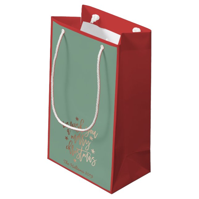 Wir wünschen Ihnen frohe Weihnachtsfarben Kleine Geschenktüte (Rückseite Schrägansicht)