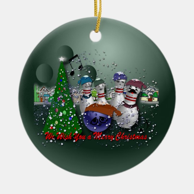 Wir wünschen Ihnen frohen Weihnachten Keramik Ornament (Vorne)