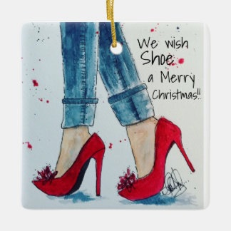 Wir wünschen Schuh eine frohe Weihnacht-Verzierung Keramikornament