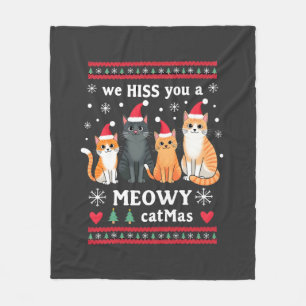 Wir zischen Ihnen ein Meowy Catmas Lustige Katze W Fleecedecke