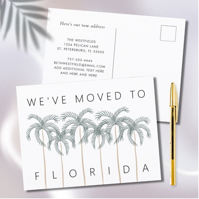 Wir zogen nach Florida Palm Trees Neue Adresse Ankündigungspostkarte (Von Creator hochgeladen)