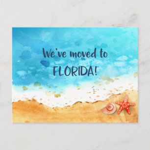 Wir zogen nach Florida Umzug an den Strand Adressä Ankündigungspostkarte