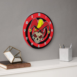 Wirbel Augen Toter Joker Verrückte Grafik (Rund) Große Wanduhr