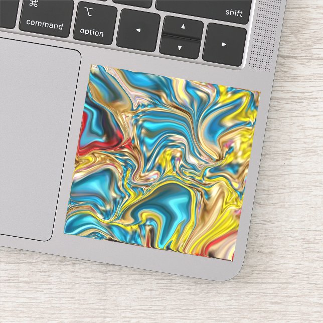 Wirbel aus abstraktem Marmor, aquamarin türkisblau Aufkleber (Detail)