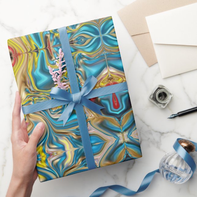 Wirbel aus abstraktem Marmor, aquamarin türkisblau Geschenkpapier (Schenken)