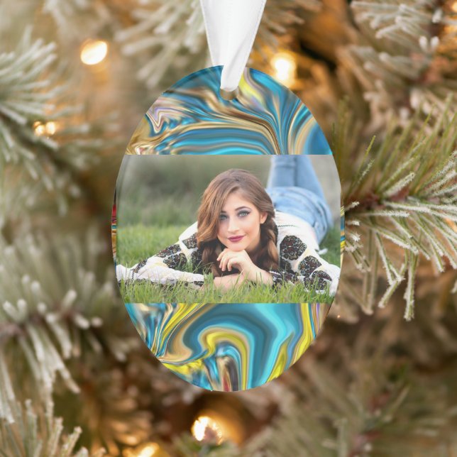 Wirbel aus abstraktem Marmor, aquamarin türkisblau Ornament (Baum)