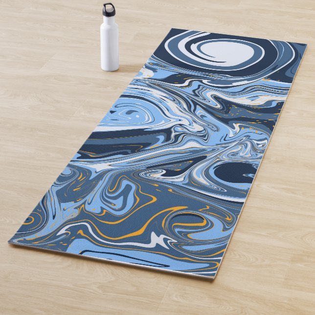 Wirbel aus blau, weiß und goldfarbenem Marmor Flui Yogamatte (Beispiel)