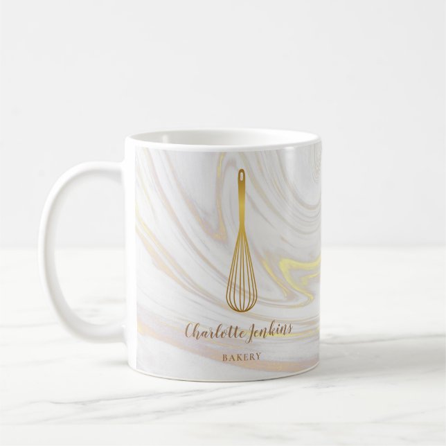Wirbel aus Gold Whisk Caterer Patisserie Marmor Kaffeetasse (Links)