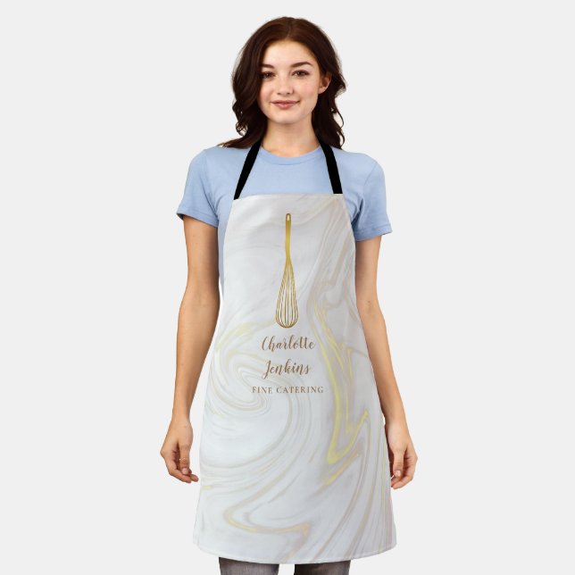 Wirbel aus Goldwhisk Bakery Patisserie Marmor Schürze (Getragen)
