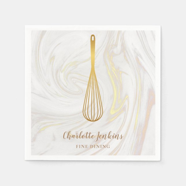 Wirbel aus Goldwhisk Bakery Patisserie Marmor Serviette (Vorderseite)