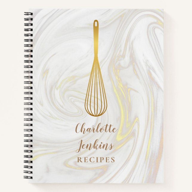 Wirbel aus Goldwhisk Marmor Rezept Kochbuch Notizbuch (Vorderseite)