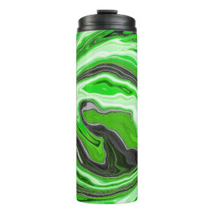 Wirbel aus grünem und schwarzem Marmor Fluid Art Thermosbecher