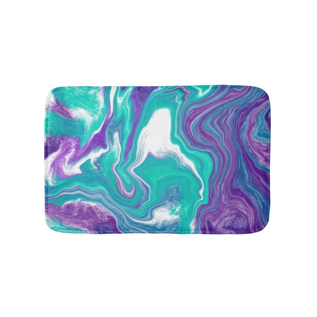 Wirbel aus lila und aquamarinem Marmor Badematte (Vorderseite)