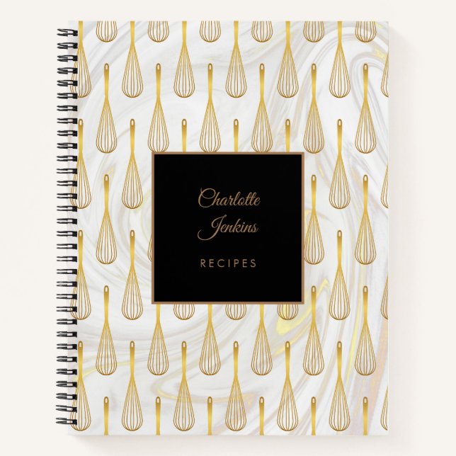 Wirbel aus Marbella-Muster (Gold Whisk Muster) Rez Notizbuch (Vorderseite)
