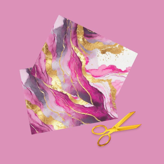 Wirbel aus Metall, Tissue Paper Pink, Gold & Weiß Seidenpapier (Von Creator hochgeladen)