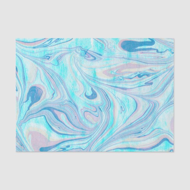 Wirbel aus Pastellblau und rosa Marmor Seidenpapier (Vorderseite)