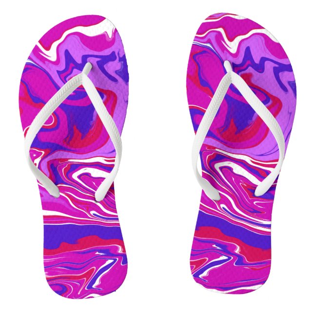 Wirbel aus personalisiertem Rosa und Lila Marmor Flip Flops (Fußbett)