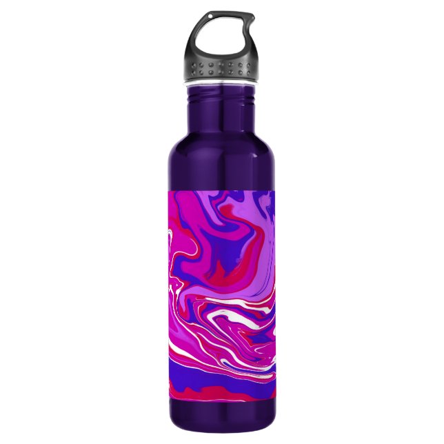 Wirbel aus rosa und Lila Marmor Edelstahlflasche (Vorderseite)