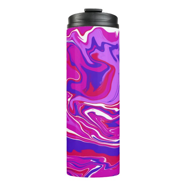Wirbel aus rosa und Lila Marmor Thermosbecher (Vorderseite)