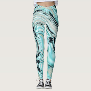 Wirbel aus schicker Marmor Minze Wassergymnastik Leggings