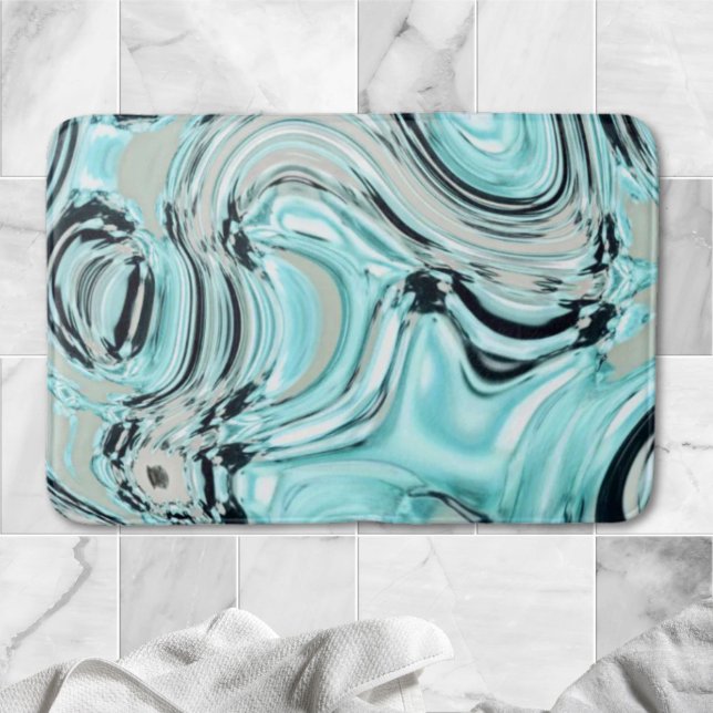 Wirbel aus schicker Marmor minzen Meereswasser-Wel Badematte (chic marble swirls mint ocean sea aqua blue waves bath mat)