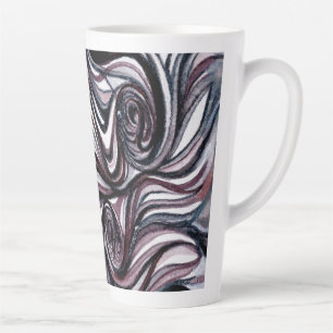 Wirbel aus schwarz-weißem Kaffee auf einem 17 oz. Milchtasse