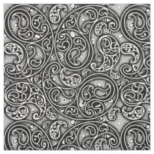 Wirbel aus schwarzem und weißem Paisley Stoff