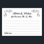 Wirbel beraten und wünschen Hochzeitskarten Tischnummer<br><div class="desc">Diese Lieblings-Tips und Wunschkarten sind die perfekte Ergänzung zu Ihrem Hochzeitsempfang. Das Design enthält wirle Ecken und ein lässiges Drehbuch "Ratschläge & Wünsche für den neuen Mr. and Mrs.". Die Karte hat Platz,  um die Wünsche und Namen der Gäste verlassen.</div>