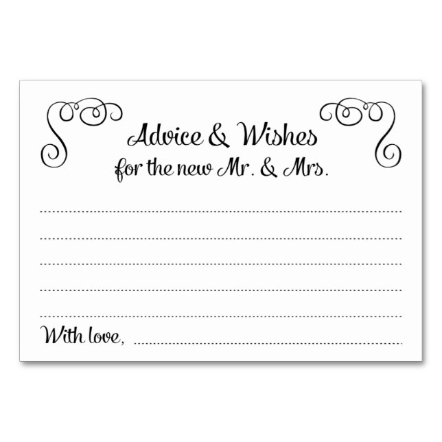 Wirbel beraten und wünschen Hochzeitskarten Tischnummer (Vorderseite)