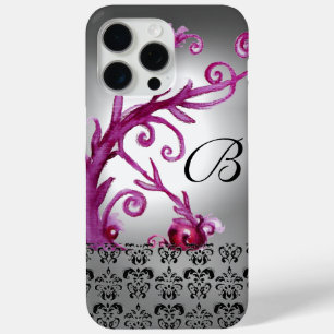 WIRBEL, BERRIES DAMASK MONOGRAM, rosa, schwarz iPhone 15 Pro Max Hülle