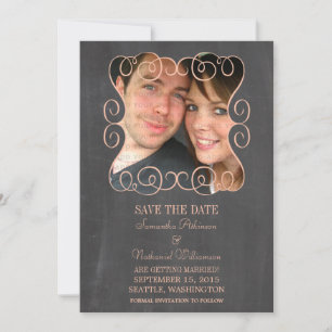 Wirbel Chalkboard Foto Save the Date einladen Einladung