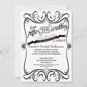 Wirbel Chalkboard Post Hochzeit Schwarz-weiß Einladung